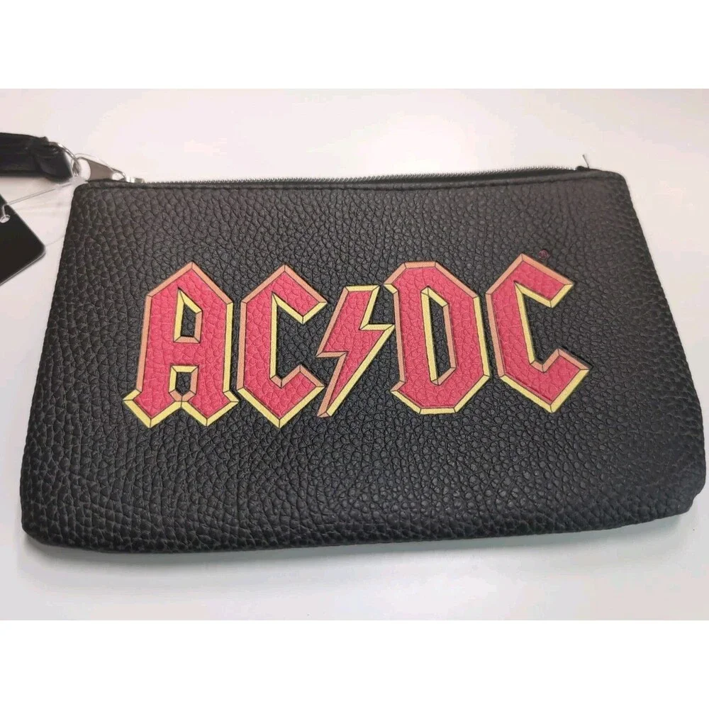 NWT AC/DC Rock Money Talk Canvas Zippered Makeup Bag Clutch Officially Licensed